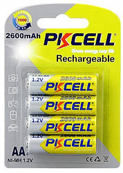 Акумулятор PKCELL 1.2V AA 2600mAh NiMH Rechargeable Battery, 4 штуки в блістері ціна за блістер, Q12