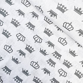 Фланель "Корони сірі на білому" 180 см