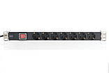 Digitus Блок розеток 1U, 7xSchuko, 16 A, 250 V, вімікач, вилка Schuko, фото 3