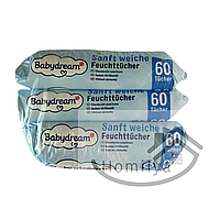 Влажные салфетки Babydream 3*60шт