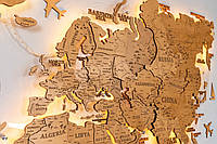 Дерев'яна карта світу на стіну з підсвіткою