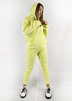 Повседневный спортивный костюм для женщин с кофтой и брюками в ярком желтом цвете XL, XXL, 3XL