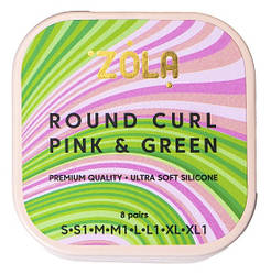 Валики для ламінування вій Zola Round Curl Pink and Green силіконові