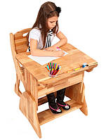 Дитяча парта трансформер і стілець Ростишка каркас дерево бук, ширина 60 см (Mobler TM)