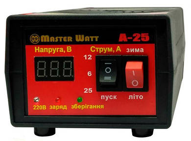 Зарядні пристрої MasterWatt для авто/мото/AGM/GEL акумуляторів 6/12/24/60V (автоматичні, імпульсні,