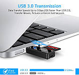 Адптер для карт пам'яті, SD/Micro SD/TF/SDHC/SDXC/MMC, сумісний з Windows, OS кардридер, фото 3