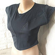 Спортивний топ із сіткою для фітнесу Кроп-топ для фітнесу та тренувань Розмір 48 Чорний (KG-10350), фото 6