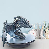 Фигурка для интерьера Обнаженный ангел 20х10 см, Статуэтка Ангел, Декор Ангел серебряный
