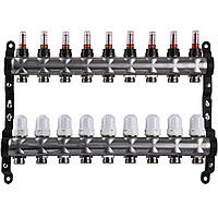 Колектор нержавіюча сталь з вимірювачем витрат ЕСО 001N 1" x9 Baumar - Порадуй Себе