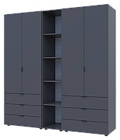 Комплект шкаф распашной Гелар с этажеркой Графит 2+2 ДСП 193.2х49.5х203.4. Шкаф для одежды без зеркал