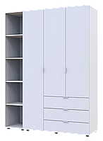 Комплект Doros Гелар с этажеркой Белый 3 ДСП 154.4х49.5х203.4. Трехдверный шкаф для одежды без зеркал