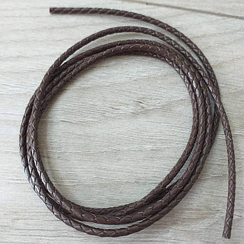 Шнур плетений зі штучної шкіри  2.5 1 м Коричневий (KG-10351)
