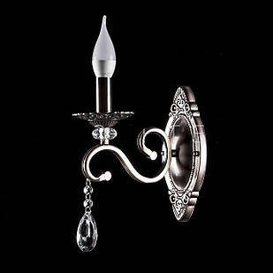 Класичне бра-свічка на 1 лампочку з кришталем колір антична бронза Е14 PM-P5-N3346/1W/AB