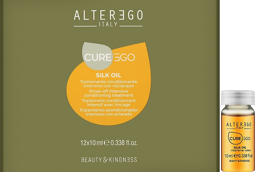 Відновлюючий лосьон з шовковою олією не змиваємий Alter Ego Cureego Silk Oil 12х10 мл (Оригінал), фото 1