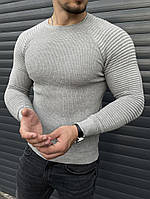 Кофта чоловіча класична приталений светр Туреччина сірий