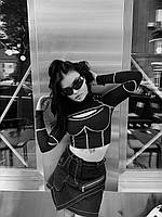 Топ із контрастними швами OGONPUSHKA Corset чорний, фото 4