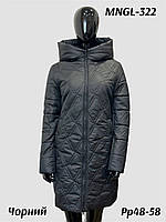 Черная женская куртка больших размеров, осень-зима, р48,50,52,54,56,58