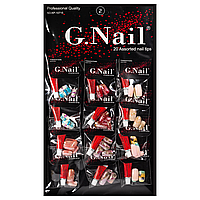 Нігті накладні G Nails голографічні з малюнком і клеєм упаковка 12 штук № 2
