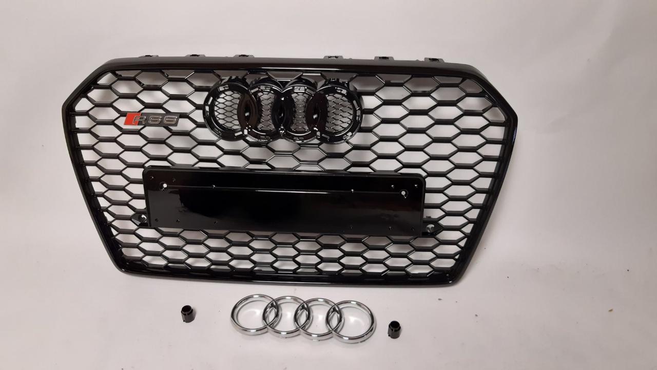 Решітка радіатора Audi A6 C7 2015-2017 стиль Audi RS6 (чорна окантовка)