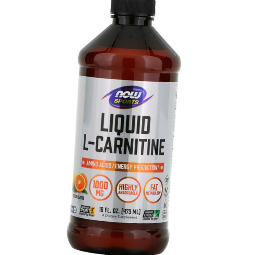 Л-карнітин NOW L-Carnitine Liquid 1000 mg 473 мл Засіб для зниження ваги та схуднення для жінок і чоловіків Vitaminka