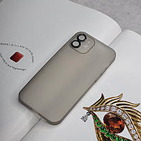 Ультратонкий чехол на iPhone 12. Матовый серый, полноценная защита камеры.