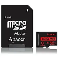 Карта памяти APACER 64G MicroSDHXCB UHS-I Class 10 + SD adapter (AP64GMCSX10U5-R)