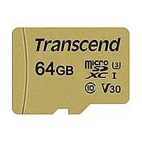 Карта памяти Transcend 64GB microSDXC C10 UHS-I U3 R95/W60MB/s + SD адаптер