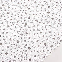 Хлопковая ткань с мелкими прозрачными звездами серого цвета на белом фоне №313