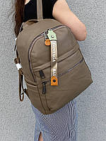 Рюкзак городской женский коричневый мягкий повседневный прогулочный молодежный