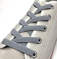 Плоские шнурки для обуви эластичные 100 см, ширина 7 мм, 36 пар/уп Светло-серый