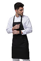 Фартух кухаря, продавця, офіціанта "Прага" унісекс з нагрудником чорного кольору