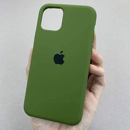 Чохол для Apple iPhone 11 Pro силіконовий кейс із мікрофіброю на телефон айфон 11 про оливковий slk, фото 1