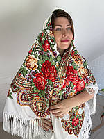 Украинский народный платок Анна 140х140 см белый