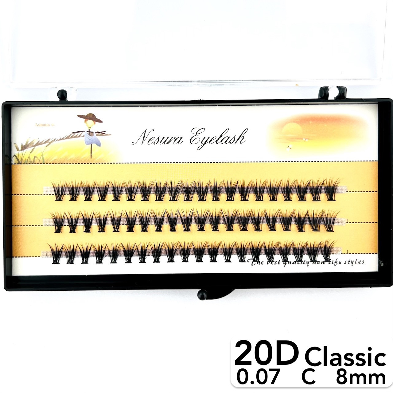 Накладні пучкові вії Nesura Eyelash Classic 20D, 0,07, C, 8 мм, 60 пучків Несура