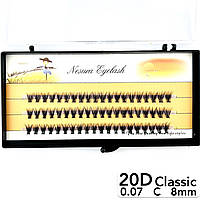 Накладные пучковые ресницы Nesura Eyelash Classic 20D, 0,07, C, 8 мм, 60 пучков Несура