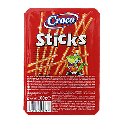 Печиво соломка солена Кроко Croco sticks 100g 16шт/ящ (Код: 00-00005652)