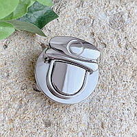 Замок сумковий круглий, колір срібло, р. 45*45 мм