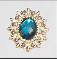 Камінь в оправі золото 2,4*2,8 см темно-бірюзовий