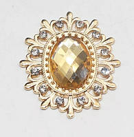Камінь в оправі золото 2,4*2,8 см світло-жовтий