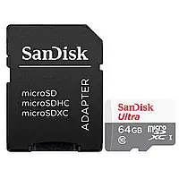 Карта пам&apos;яті SanDisk MicroSDXC 64GB UHS-I Class 10 Ultra R100/W10MB/s + SD-адаптер (SDSQUNR-064G-GN3