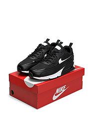 Чоловічі кросівки Nike Air Max 90 black white Взуття Найк Аір Макс 90 чорно-білі шкіряні