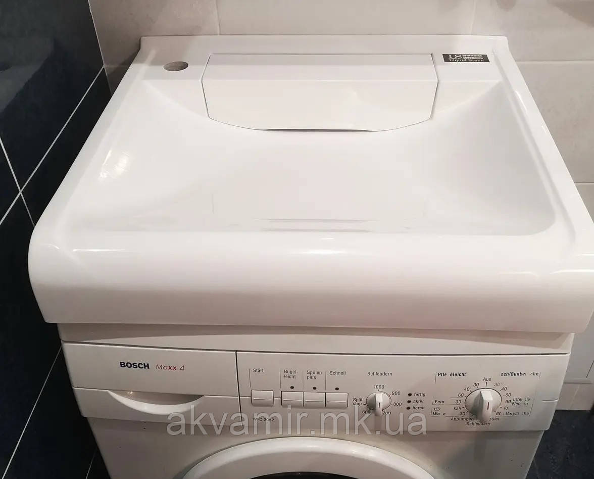 Раковина на пральну машину 60х55 см (камінь) біла, фото 1
