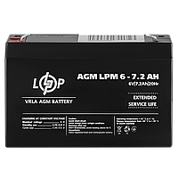 Аккумулятор свинцово-кислотный 7.2 Ah (ампер-часов) LogicPower AGM LPM 6V