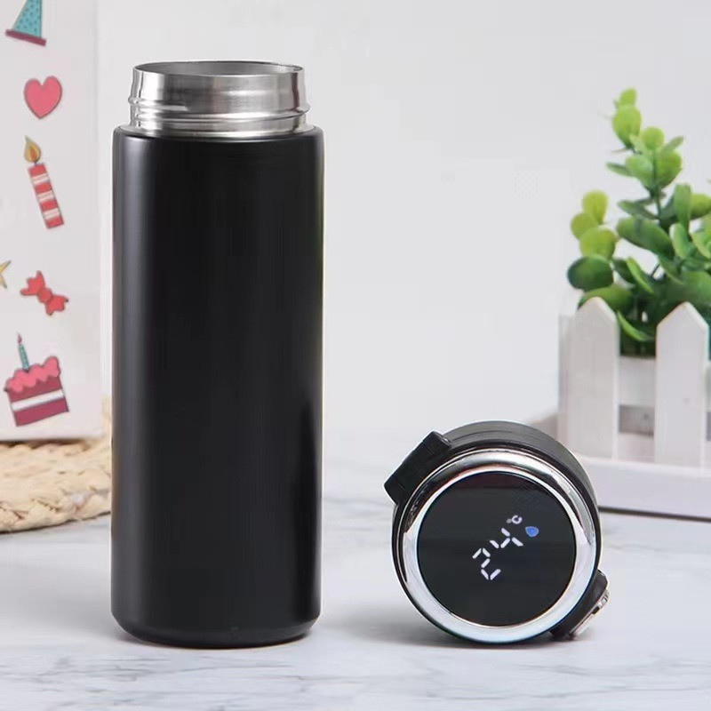 Термос для чаю/кави з LED-датчиком температури сталевий Smart Flask 420 мл — чорний (LB-103574)