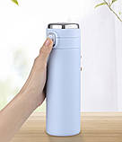 Термос для чаю/кави з LED-датчиком температури сталевий Smart Flask 420 мл — синій (LB-103564), фото 5