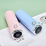 Термос для чаю/кави з LED-датчиком температури сталевий Smart Flask 420 мл — синій (LB-103564), фото 7