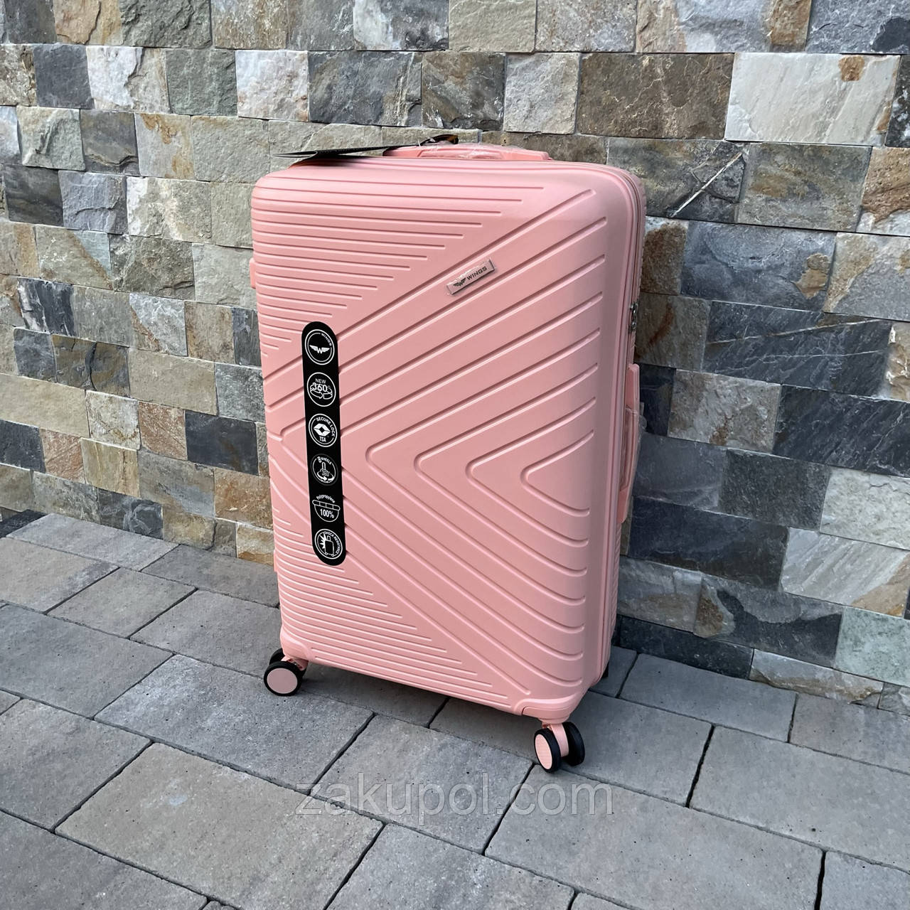 Валіза дорожня велика з поліпропілену Wings DQ181-05 L Персиковий