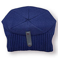 Шапка чоловіча "Кнопка" вовняна на флісі без закота Warm розмір 54-58, синя, 020138, фото 2