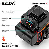 Лазерний нівелір рівень HILDA 4D з пультом та OLED екраном + штатив 3м, фото 4