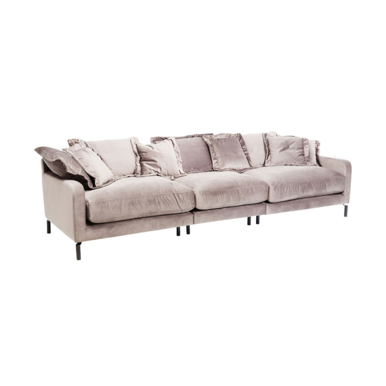 Дизайнерський диван стильний м'який шестимісний MeBelle KAMAL+ 3 м у вітальню, бежево-сірий велюр, ар-деко